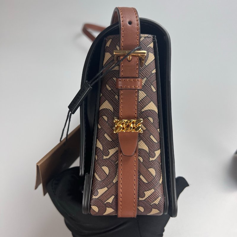 BURBERRY 拚色老花肩背包-3