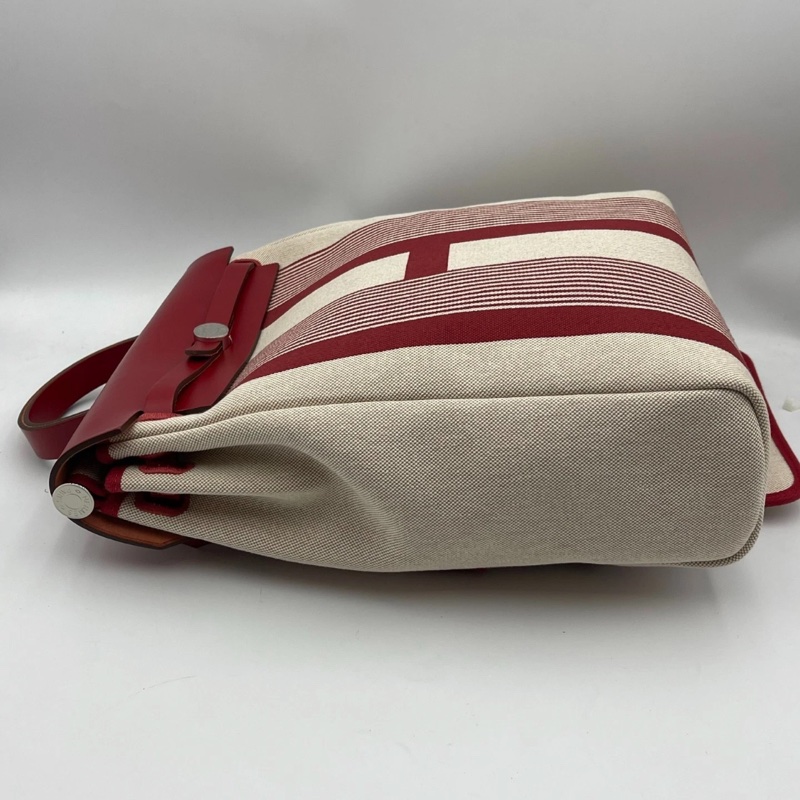 Hermes愛馬仕Herbag雙肩包, Z刻,紅色拼米色,帆布拼皮,尺寸29*36*11-5