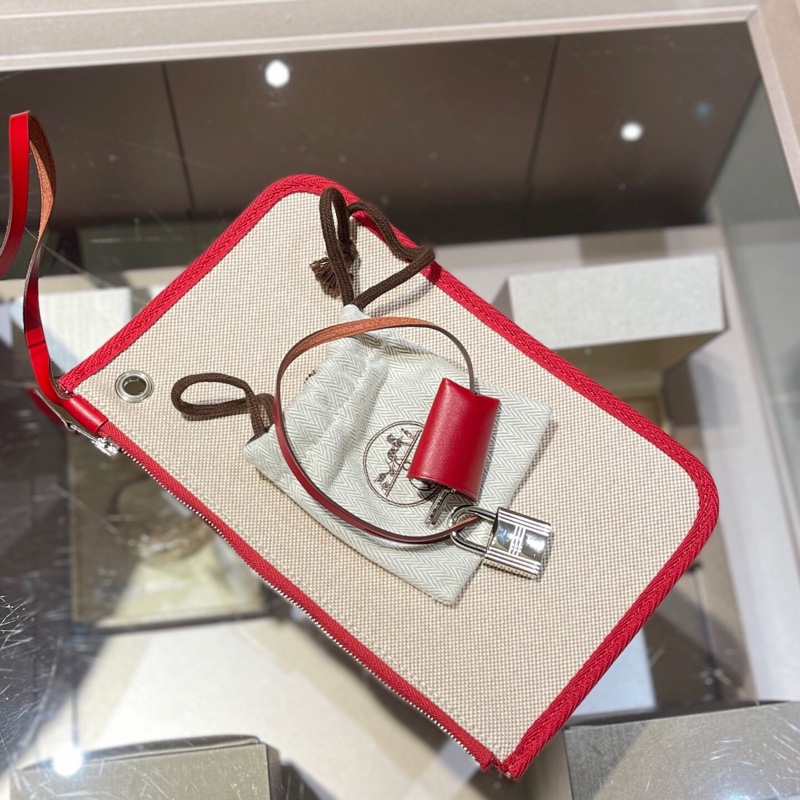 Hermes愛馬仕Herbag雙肩包, Z刻,紅色拼米色,帆布拼皮,尺寸29*36*11-7