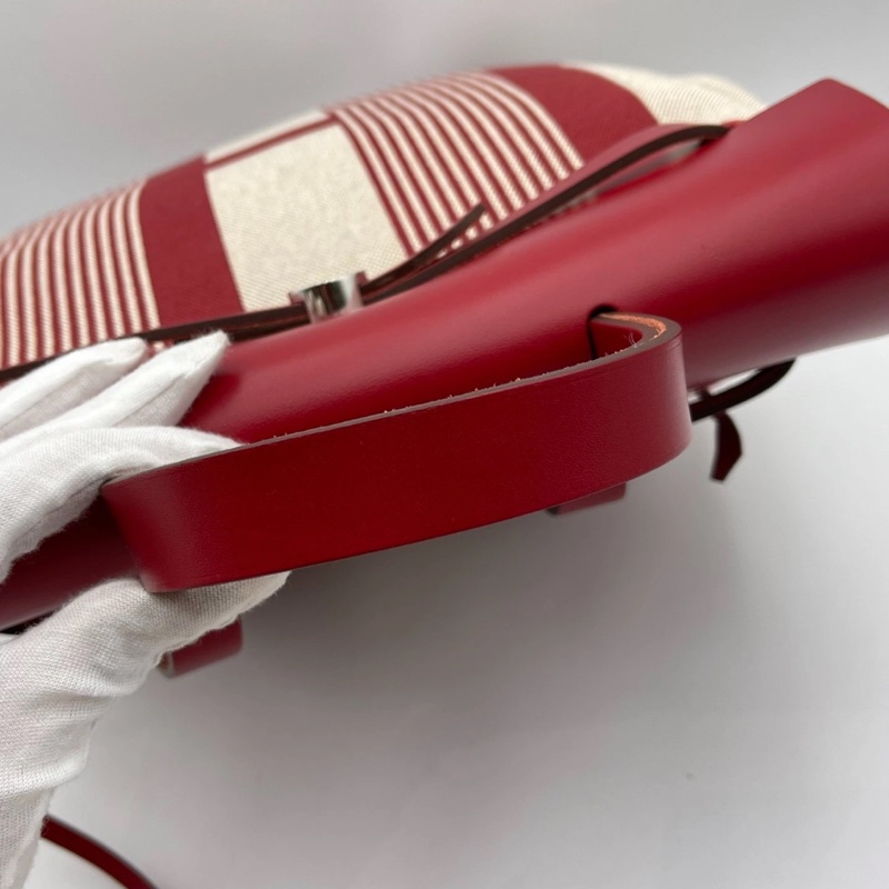 Hermes愛馬仕Herbag雙肩包, Z刻,紅色拼米色,帆布拼皮,尺寸29*36*11-8