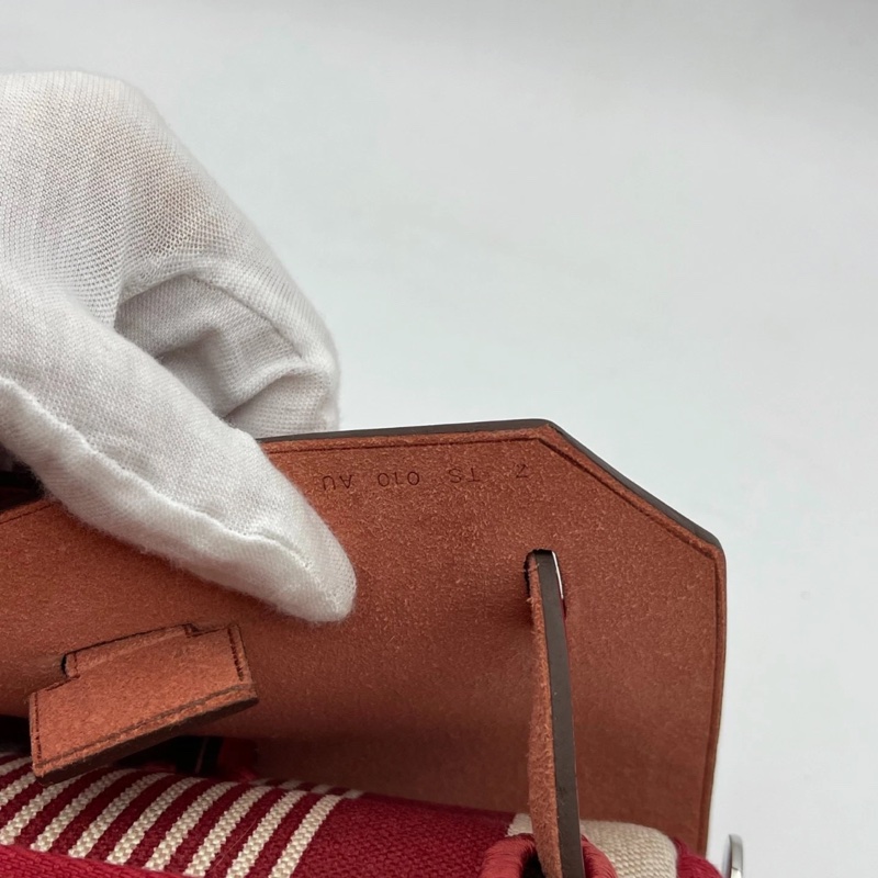 Hermes愛馬仕Herbag雙肩包, Z刻,紅色拼米色,帆布拼皮,尺寸29*36*11-9