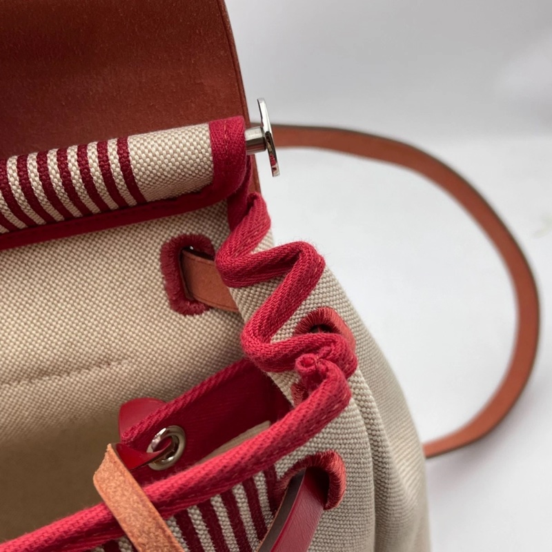 Hermes愛馬仕Herbag雙肩包, Z刻,紅色拼米色,帆布拼皮,尺寸29*36*11-10