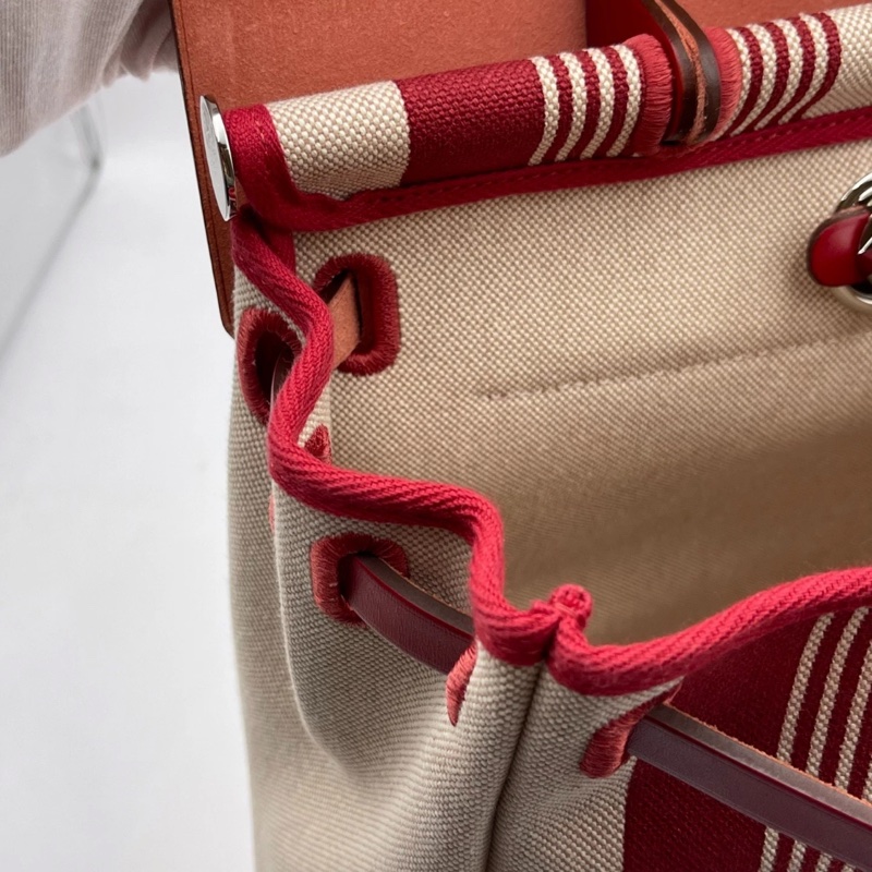 Hermes愛馬仕Herbag雙肩包, Z刻,紅色拼米色,帆布拼皮,尺寸29*36*11-11