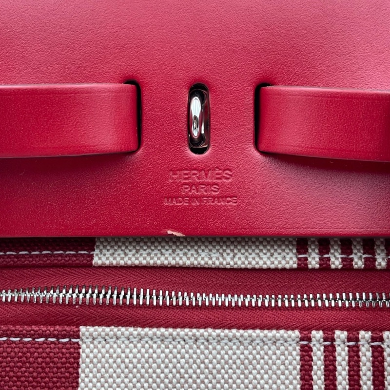 Hermes愛馬仕Herbag雙肩包, Z刻,紅色拼米色,帆布拼皮,尺寸29*36*11-15