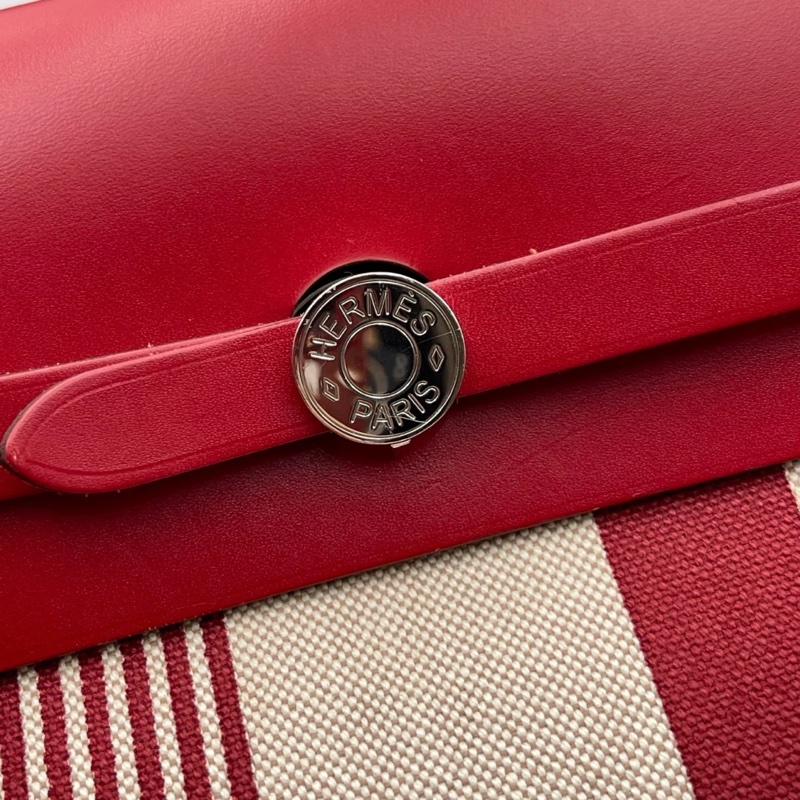 Hermes愛馬仕Herbag雙肩包, Z刻,紅色拼米色,帆布拼皮,尺寸29*36*11-17