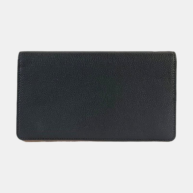 CHANEL CIRCLED CC黑色荔枝紋牛皮鑲嵌錢包銀色黑色五金17開9.8新-4