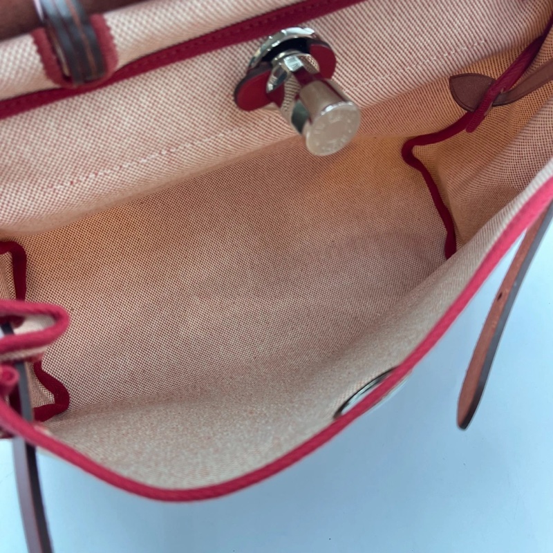 Hermes 愛馬仕 Herbag31 紅色飛馬帆布配馬鞍皮飛馬圖案限量款單肩包 z刻-3
