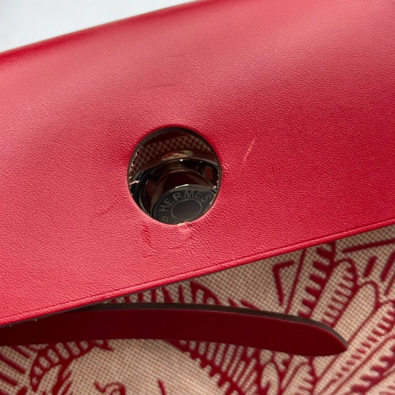 Hermes 愛馬仕 Herbag31 紅色飛馬帆布配馬鞍皮飛馬圖案限量款單肩包 z刻-13