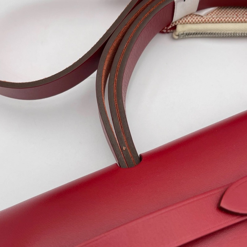 Hermes 愛馬仕 Herbag31 紅色飛馬帆布配馬鞍皮飛馬圖案限量款單肩包 z刻-16