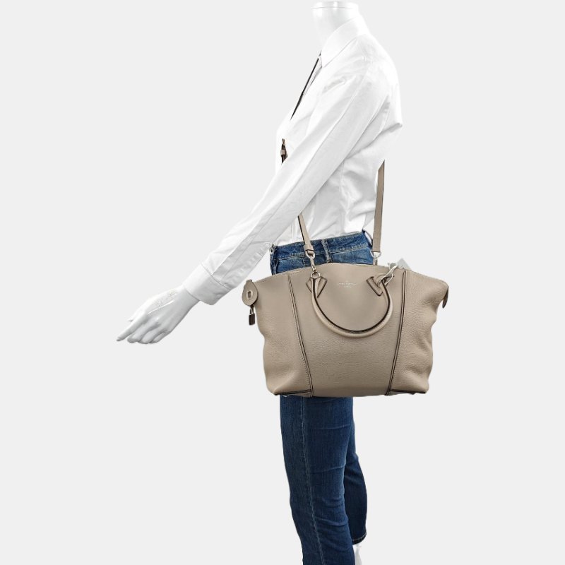 LOUIS VUITTON LOCKIT小號裸粉色牛皮單肩包手提包斜挎包銀色五金可拆卸肩帶-1