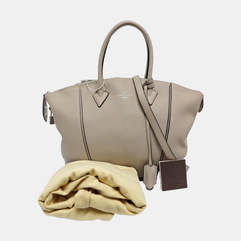 LOUIS VUITTON LOCKIT小號裸粉色牛皮單肩包手提包斜挎包銀色五金可拆卸肩帶-7