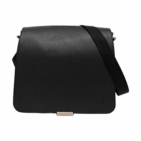 LOUIS VUITTON VIKTOR黑色牛皮斜挎包單肩包銀色五金