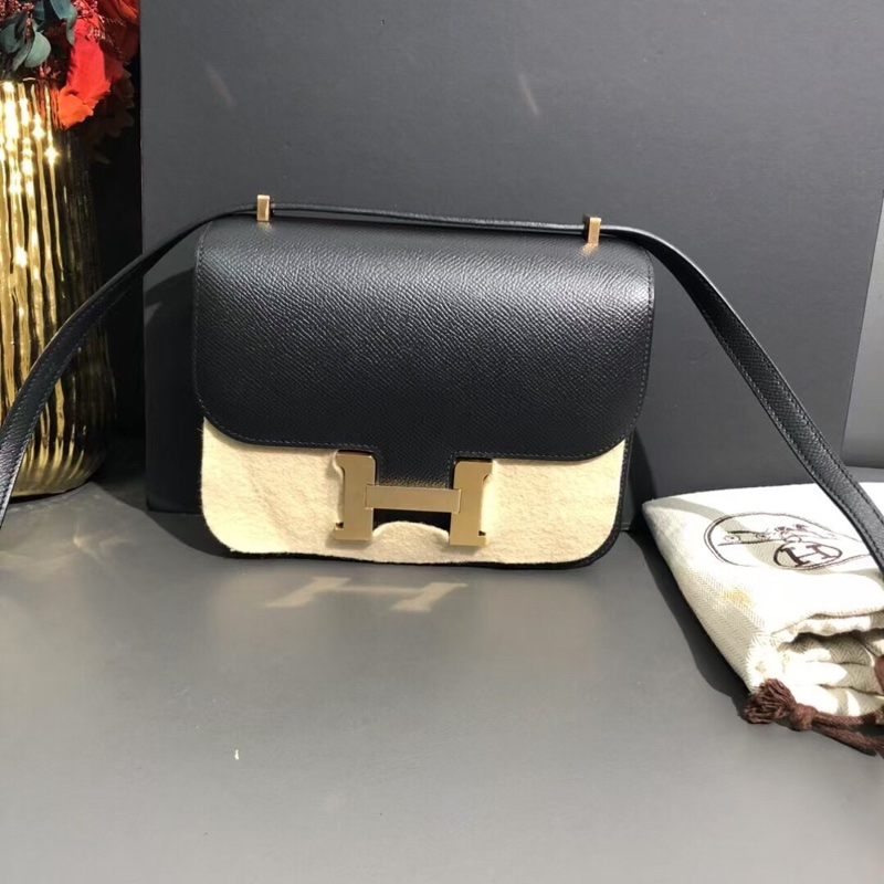 98新Hermes愛馬仕Constance19黑金Epsom皮A刻-0