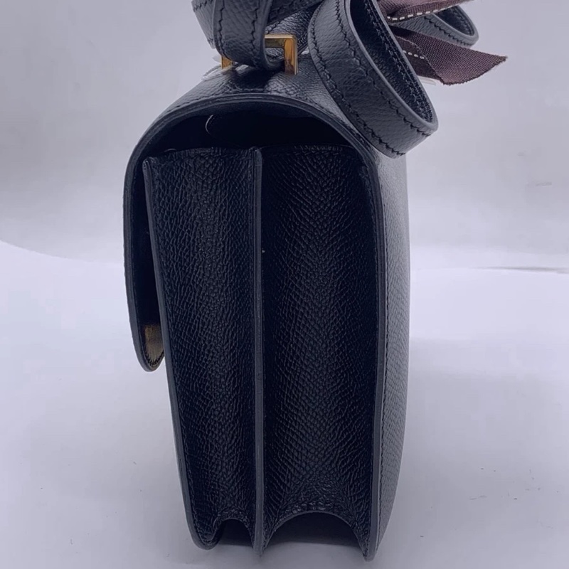 98新Hermes愛馬仕Constance19黑金Epsom皮A刻-6