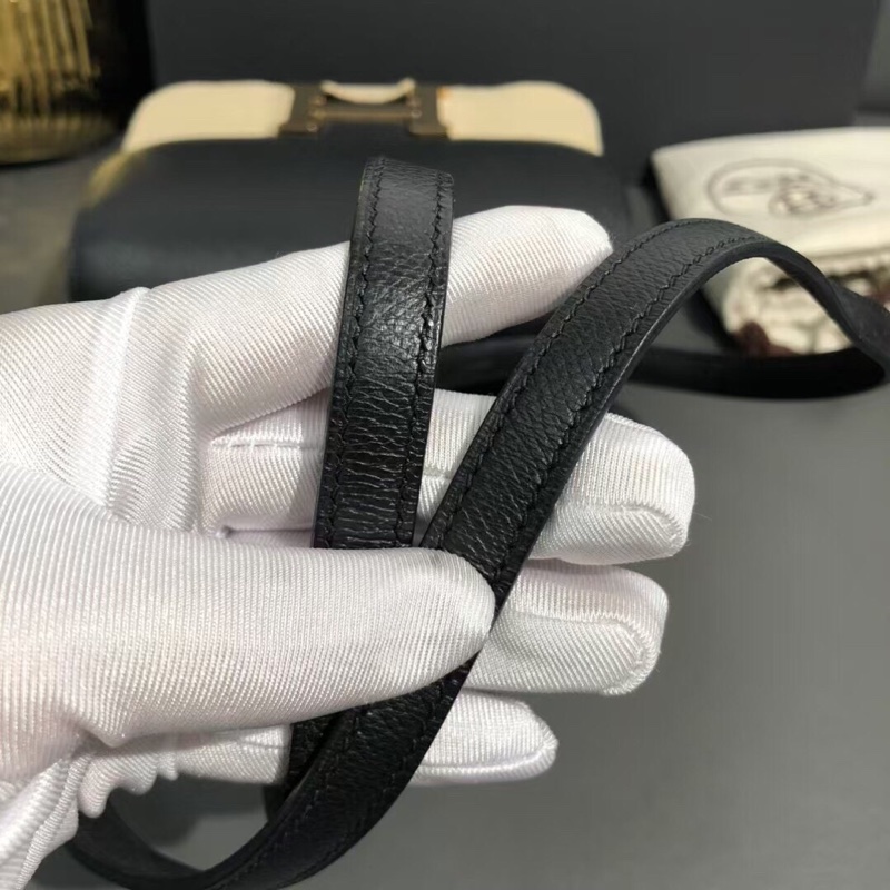 98新Hermes愛馬仕Constance19黑金Epsom皮A刻-7