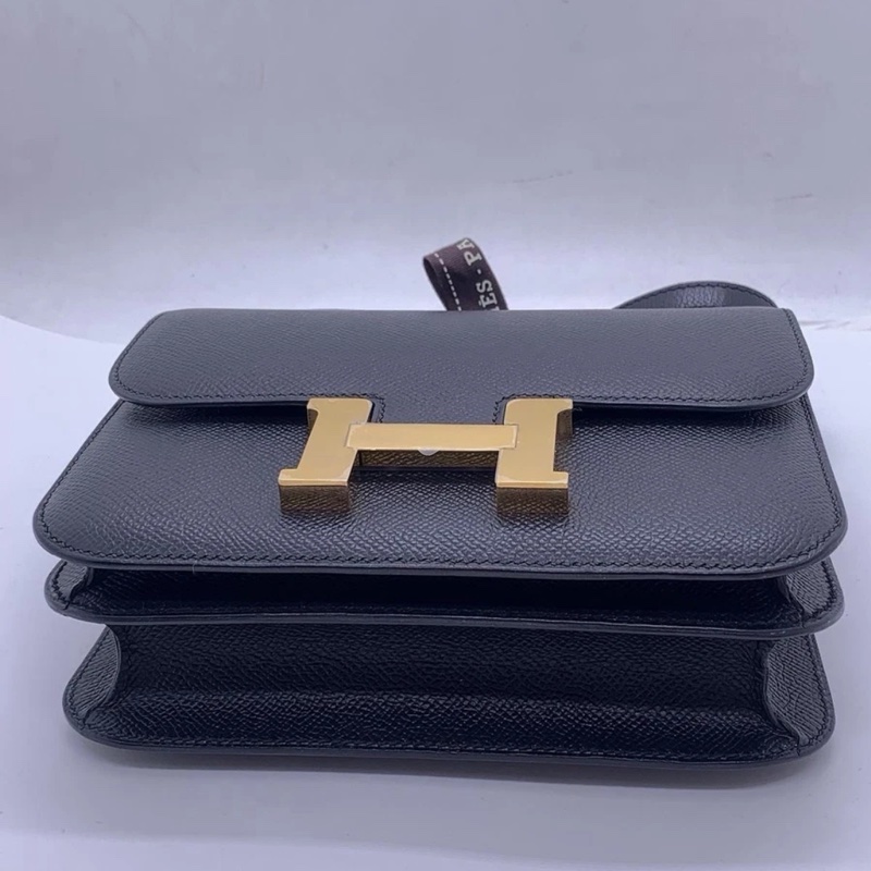 98新Hermes愛馬仕Constance19黑金Epsom皮A刻-8