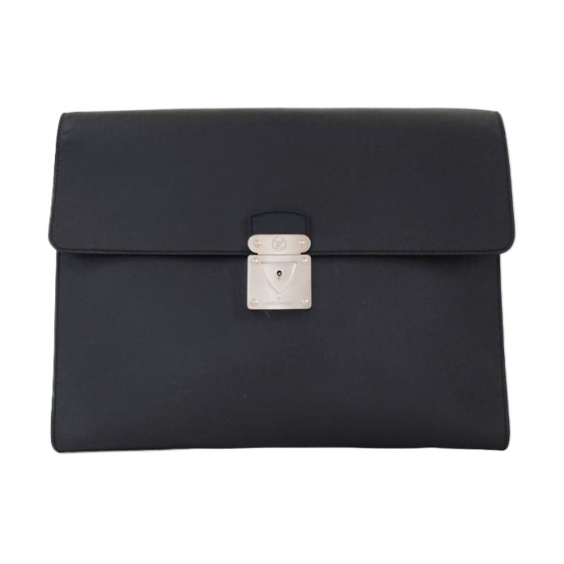 LOUIS VUITTON MINUTO黑色牛皮手拿包銀色五金-0