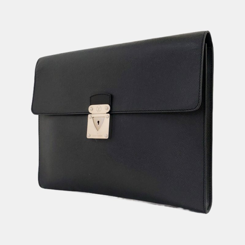 LOUIS VUITTON MINUTO黑色牛皮手拿包銀色五金-2