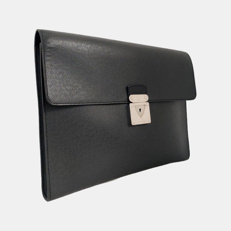 LOUIS VUITTON MINUTO黑色牛皮手拿包銀色五金-3