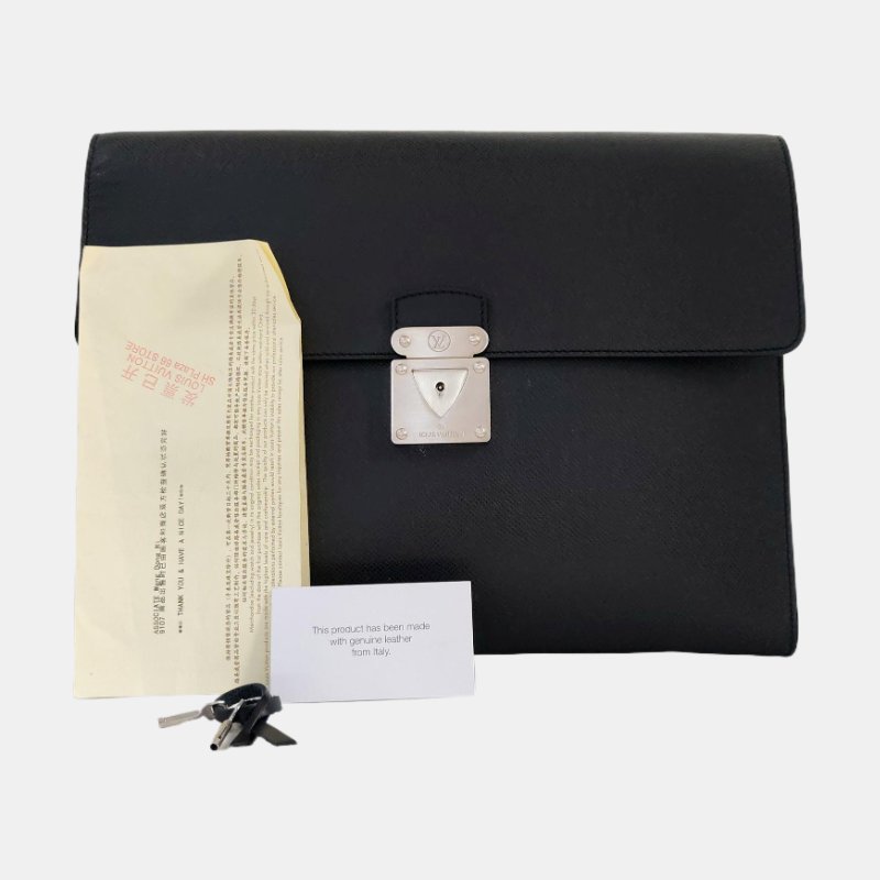 LOUIS VUITTON MINUTO黑色牛皮手拿包銀色五金-7