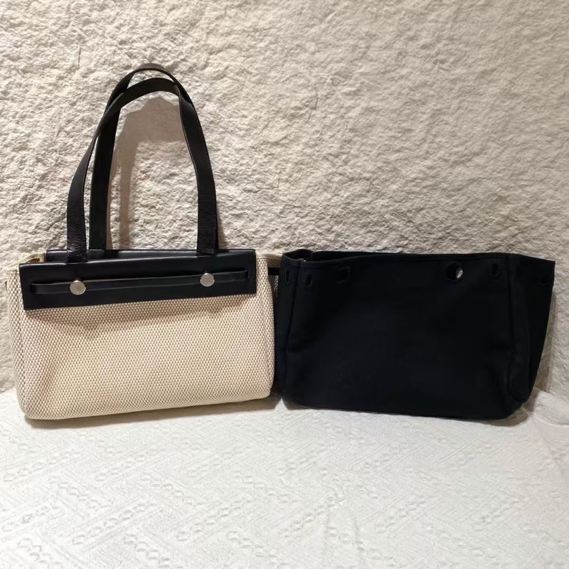 Hermes Herbag 橫版 中古 vintage cavas-0