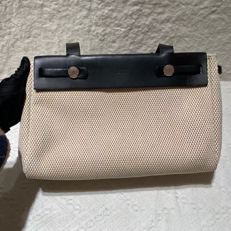 Hermes Herbag 橫版 中古 vintage cavas-9