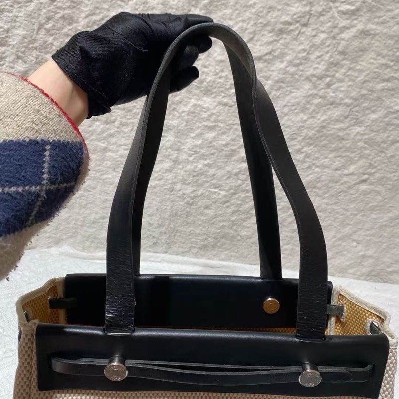 Hermes Herbag 橫版 中古 vintage cavas-14