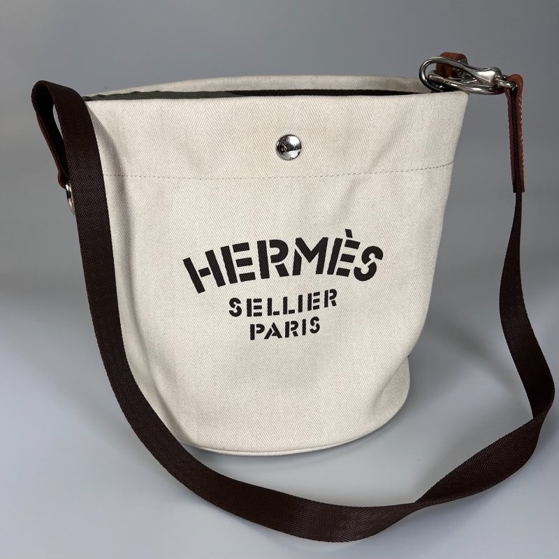 HERMES □P刻 帆布水桶包-0
