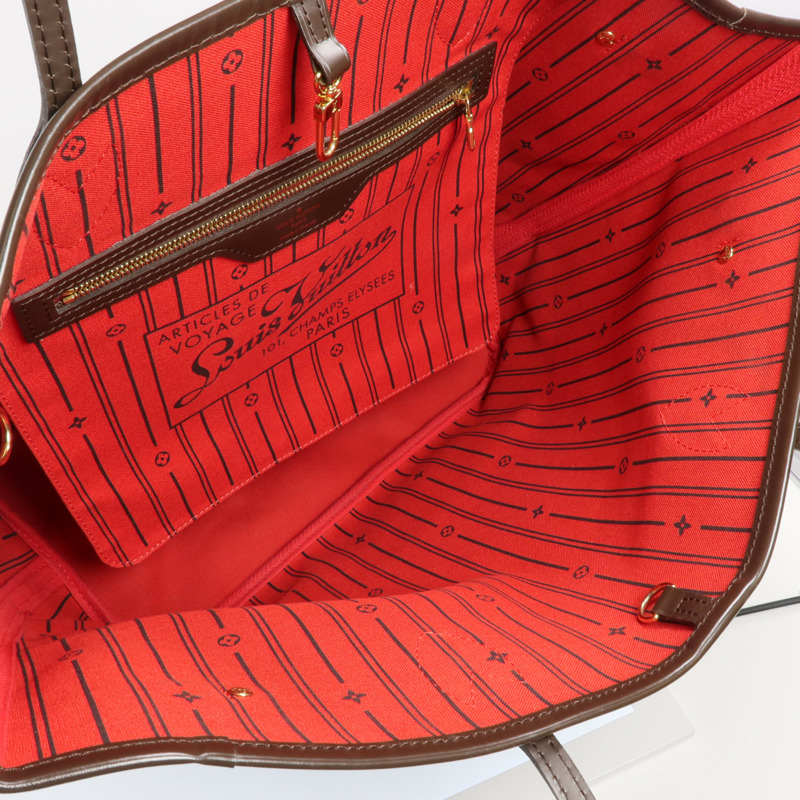 LOUIS VUITTON Damier Neverfull MM金扣手挽袋/肩背袋-5