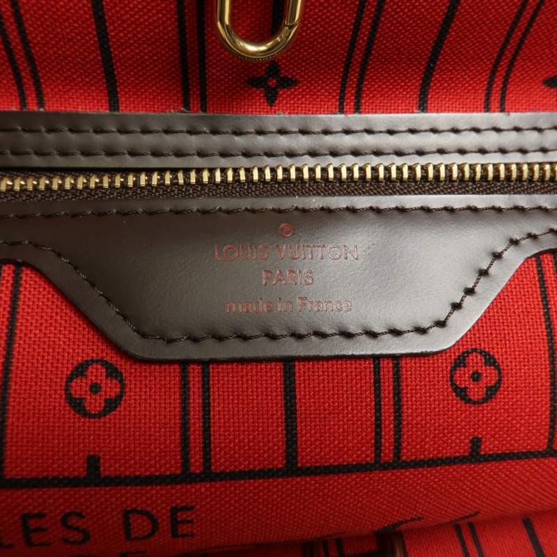 LOUIS VUITTON Damier Neverfull MM金扣手挽袋/肩背袋-9