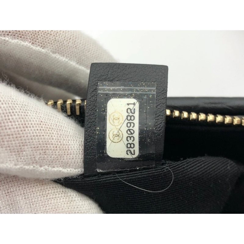 擱置品Chanel香奈兒流浪包中號鱷魚皮壓紋黑色鏈條包-7