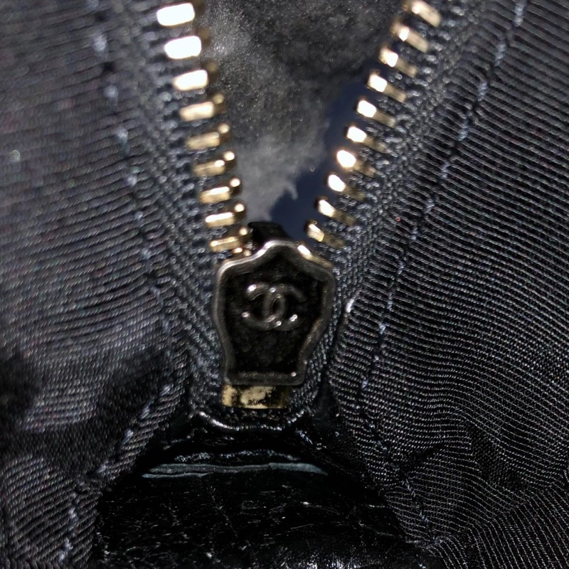 擱置品Chanel香奈兒流浪包中號鱷魚皮壓紋黑色鏈條包-10