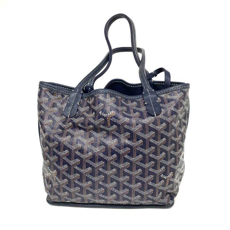 △ Goyard 高雅德 Navy Coated Canvas Anjou Mini Tote Bag 深藍色塗層帆布托特袋 - 257027386-1