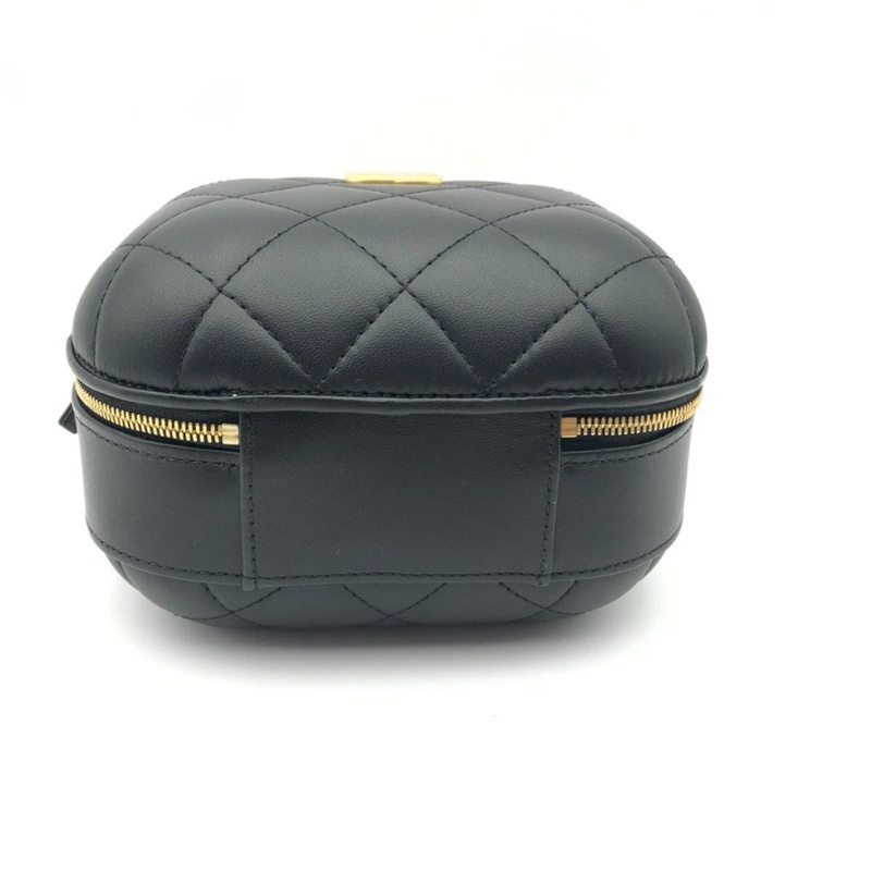 22p CHANEL/香奈兒黑色羊皮鏈條化妝包 膠囊包單肩斜跨，芯片款-6