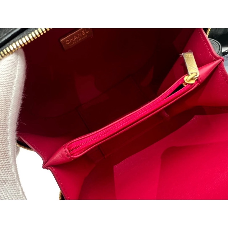 22p CHANEL/香奈兒黑色羊皮鏈條化妝包 膠囊包單肩斜跨，芯片款-7