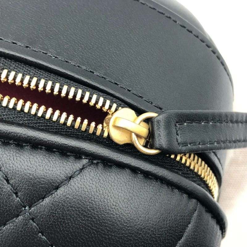 22p CHANEL/香奈兒黑色羊皮鏈條化妝包 膠囊包單肩斜跨，芯片款-14