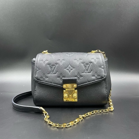 LV黑色壓紋鏈條包