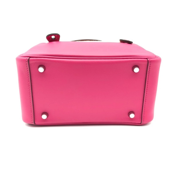 Hermes愛馬仕mini lindy玫瑰粉swift皮銀扣Z刻-4