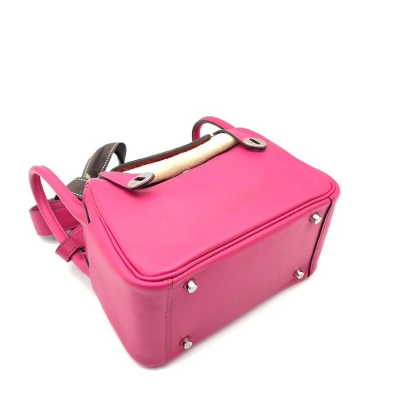 Hermes愛馬仕mini lindy玫瑰粉swift皮銀扣Z刻-5