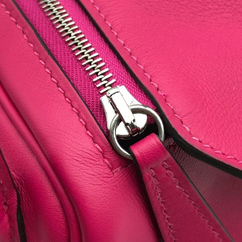 Hermes愛馬仕mini lindy玫瑰粉swift皮銀扣Z刻-11