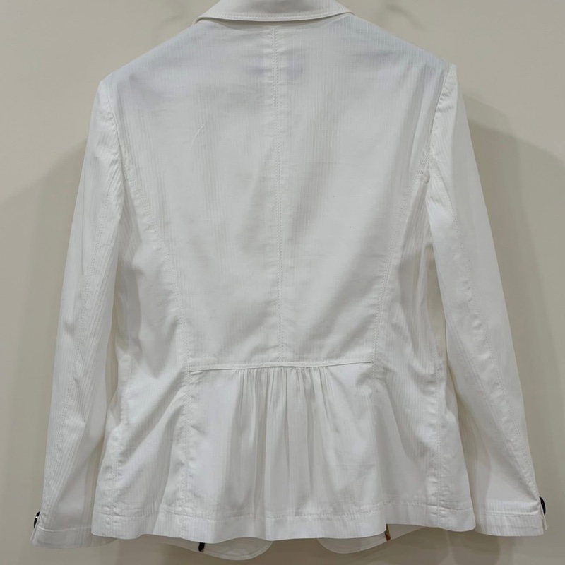 BURBERRY 倫敦 單扣直條紋西裝外套 白色-2