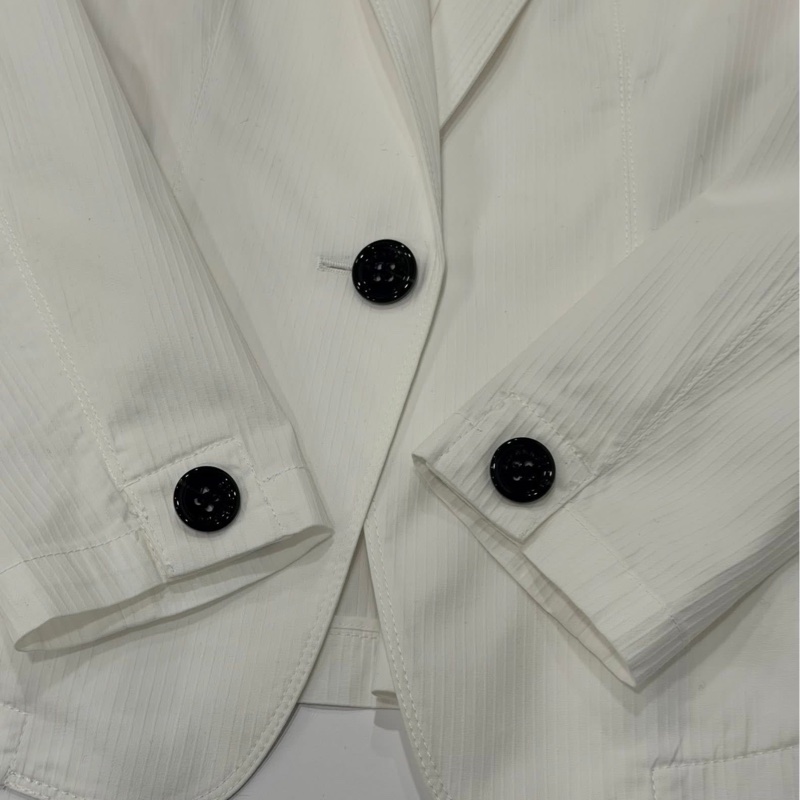 BURBERRY 倫敦 單扣直條紋西裝外套 白色-5