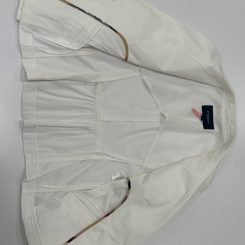 BURBERRY 倫敦 單扣直條紋西裝外套 白色-7