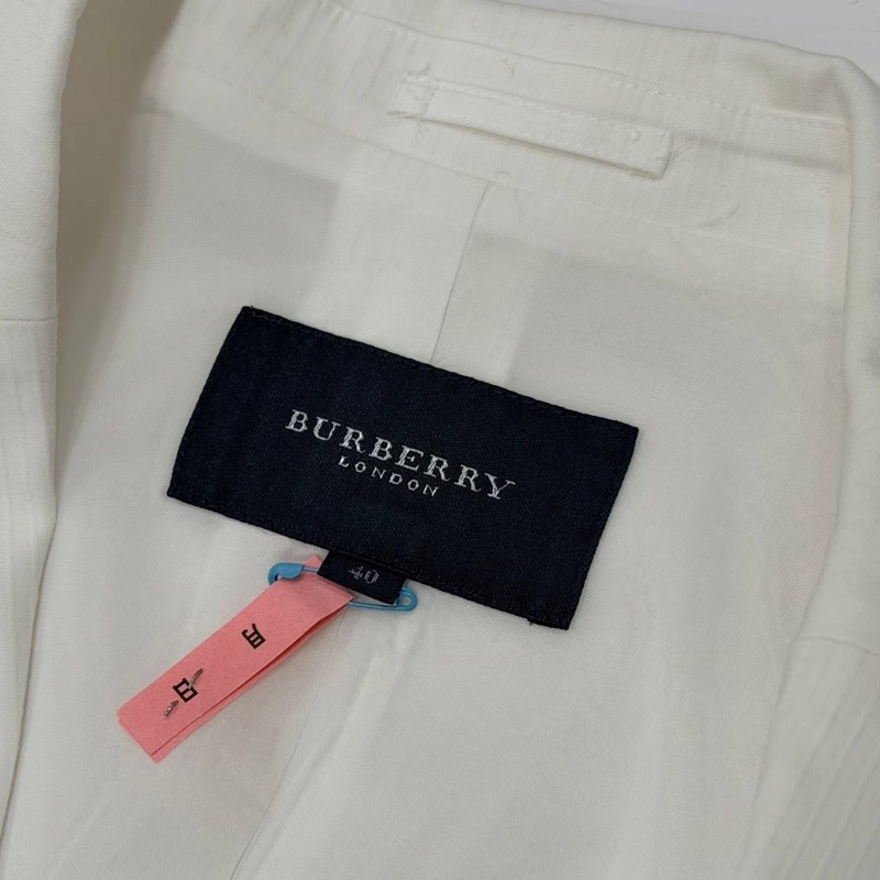 BURBERRY 倫敦 單扣直條紋西裝外套 白色-8
