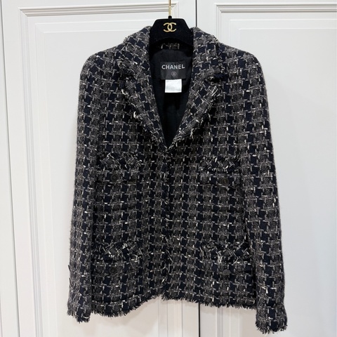 CHANEL 香奈兒 毛呢 黑灰 西外 西裝外套 短大衣 大衣 外套 夾克