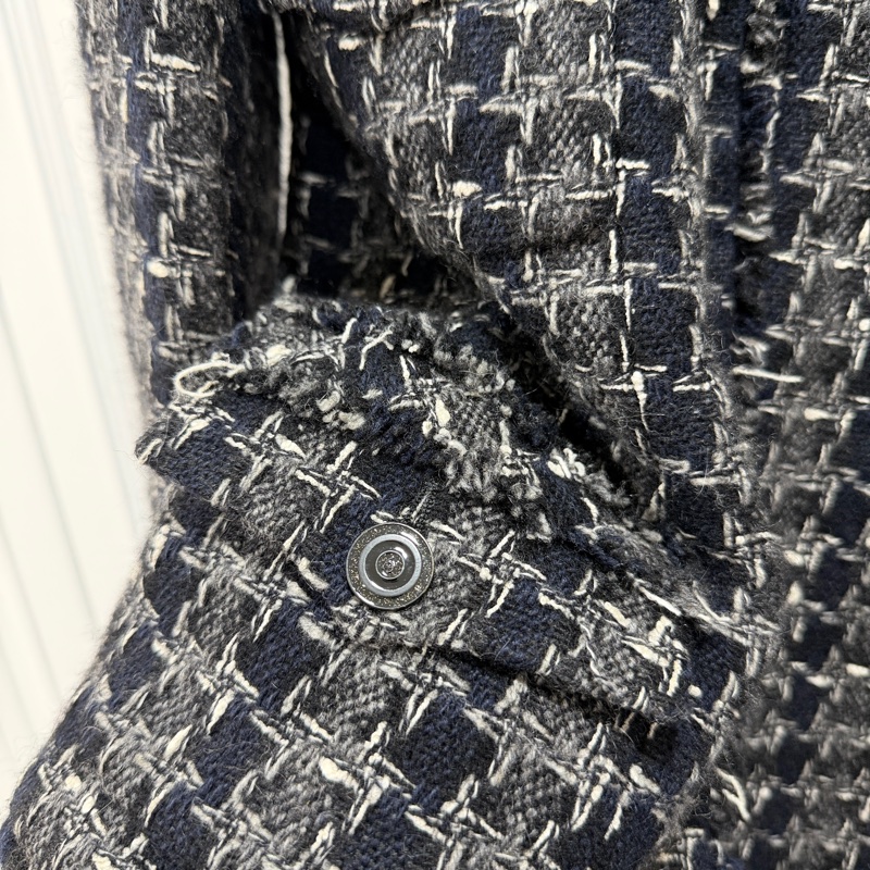 CHANEL 香奈兒 毛呢 黑灰 西外 西裝外套 短大衣 大衣 外套 夾克-22