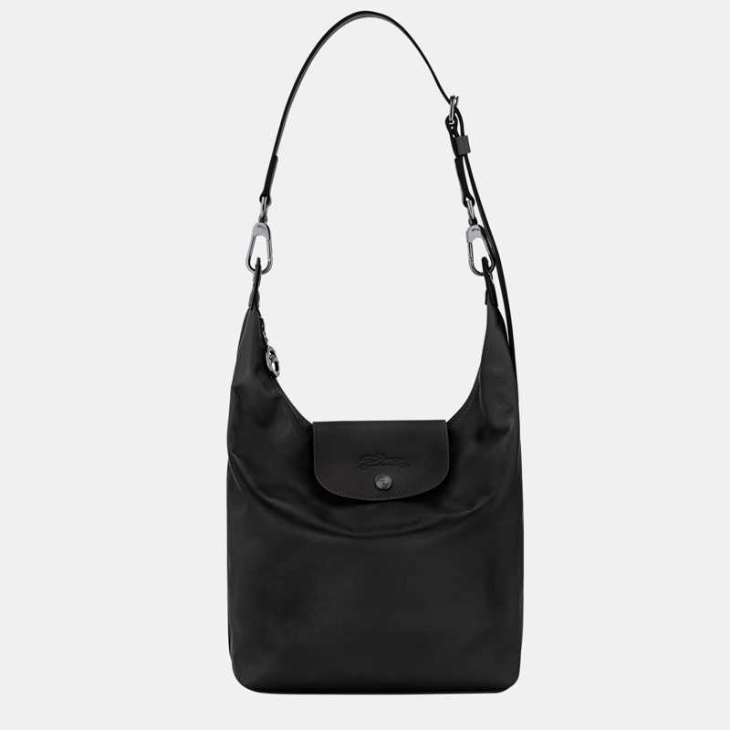 全新歐洲購入 Longchamp 半月形單肩包 LE PLIAGE XTRA M SHOULDER BAG 黑色牛皮肩背包 肩背包-0