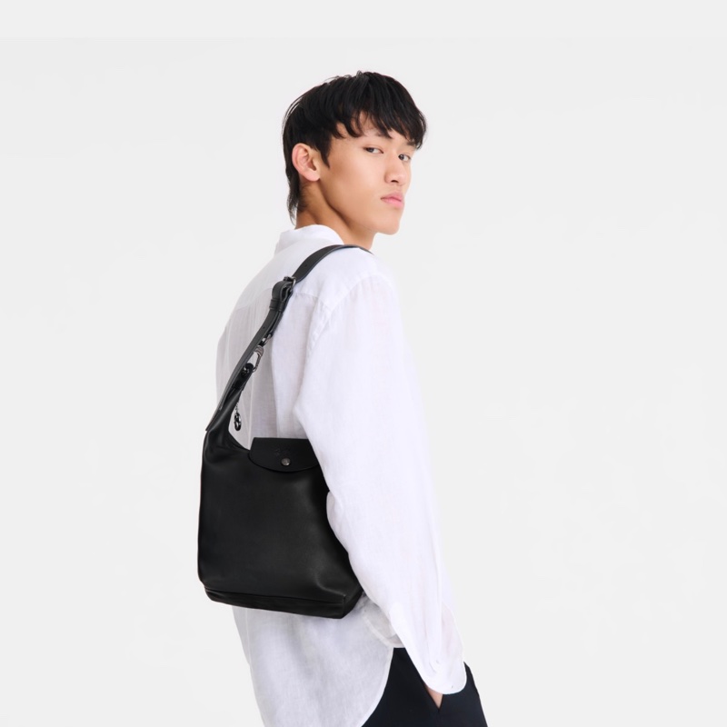 全新歐洲購入 Longchamp 半月形單肩包 LE PLIAGE XTRA M SHOULDER BAG 黑色牛皮肩背包 肩背包-1