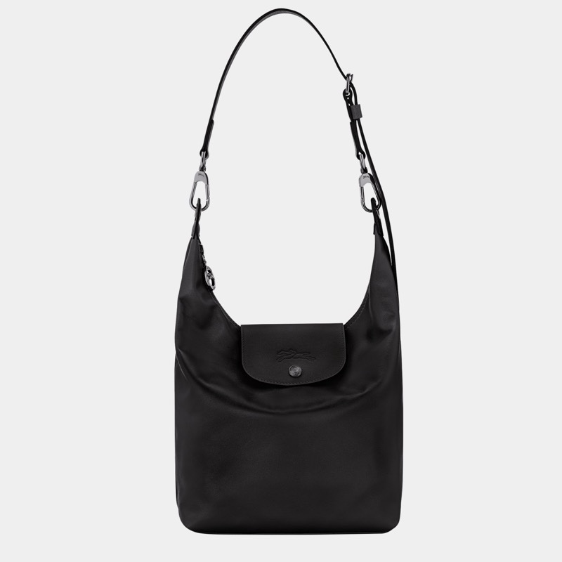 全新歐洲購入 Longchamp 半月形單肩包 LE PLIAGE XTRA M SHOULDER BAG 黑色牛皮肩背包 肩背包-6
