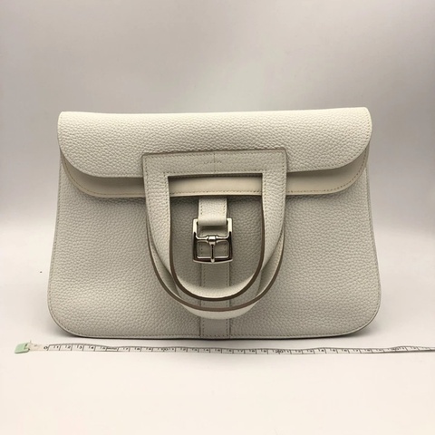 Hermes愛馬仕 halzan31 8L冰川白 銀扣TC皮 X刻
